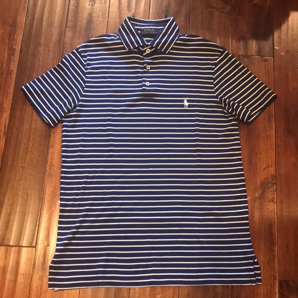 Men’s Ralph Lauren Polo (Blue/White Stripes)Size S